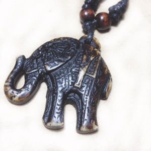 elephant pendant with adjustable black cord